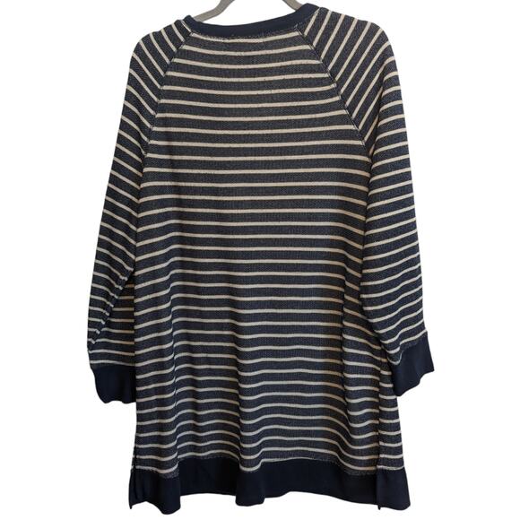 French Laundry Womens 3X Black White Sweater Top striped Pullover Drawstring - Picture 12 of 12
